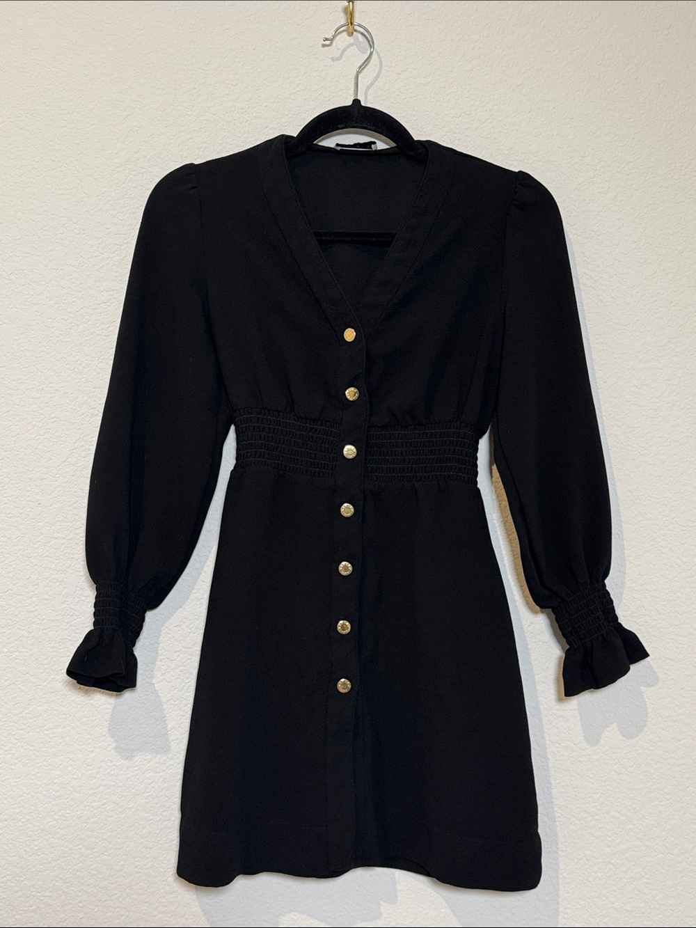 Sandro Paris Black Lylie Snap Front Long Sleeve Dress